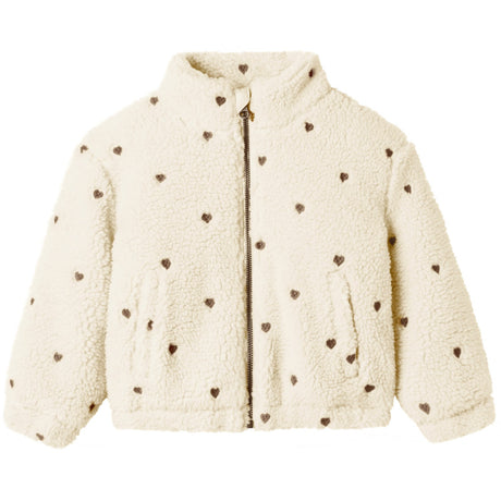 Lil'Atelier Turtledove Emb. Hearts Nmfnalo Sherpa Loose Jakke Lil