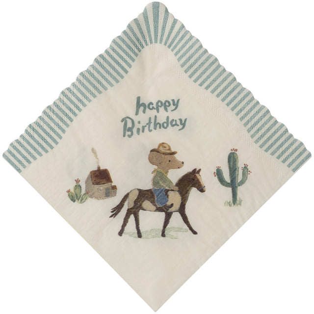 Maileg Servietter, Happy Birthday - Cowboy