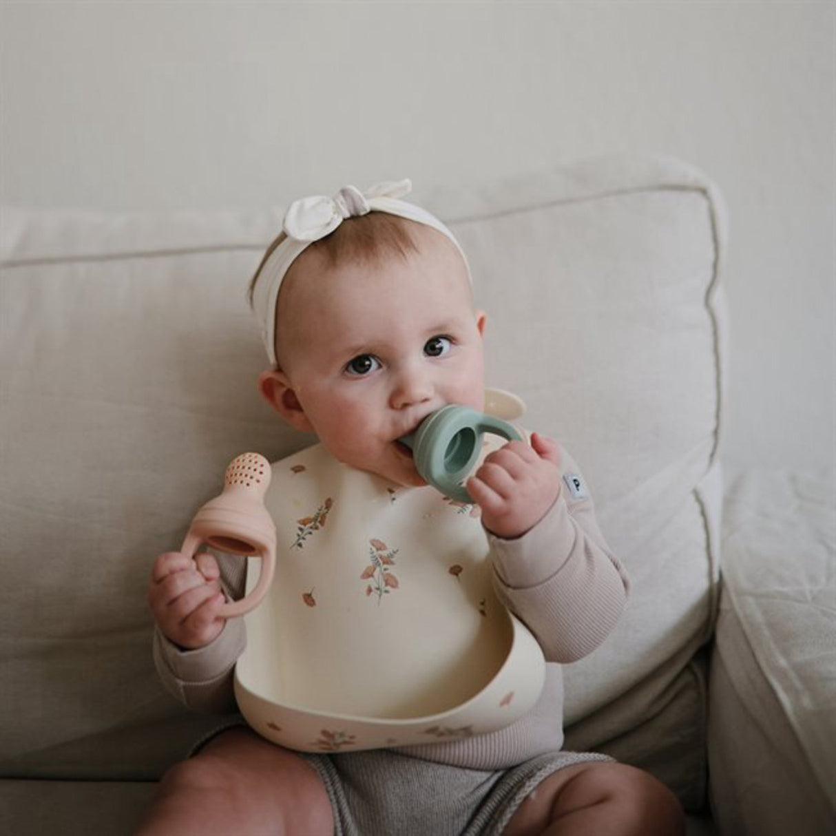 Mushie Cambridge Blue Silikone Fresh Food Feeder 2-Pak