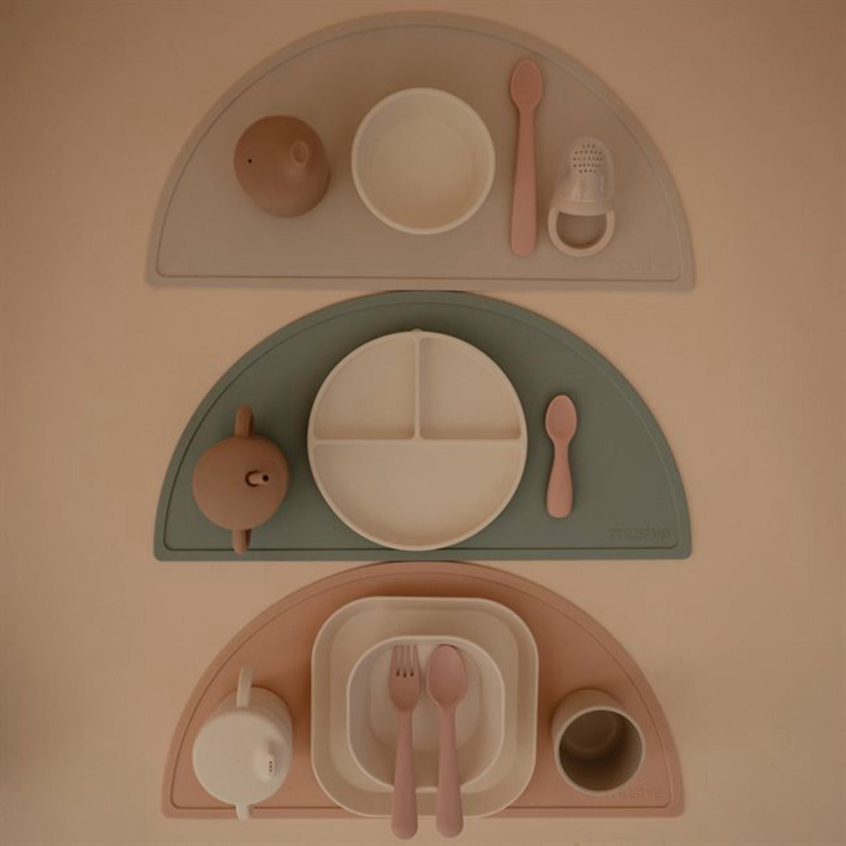 Mushie Blush/Shifting Sand Toddler Starter Skeer 2-Pak