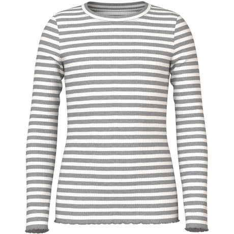 Name It Grey Melange Cloud Dancer Nkfvemma Ls Slim Top