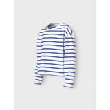 Name It Cloud Dancer Amparo Blue Stripe Nkfvita Ls Kort Rlx Top