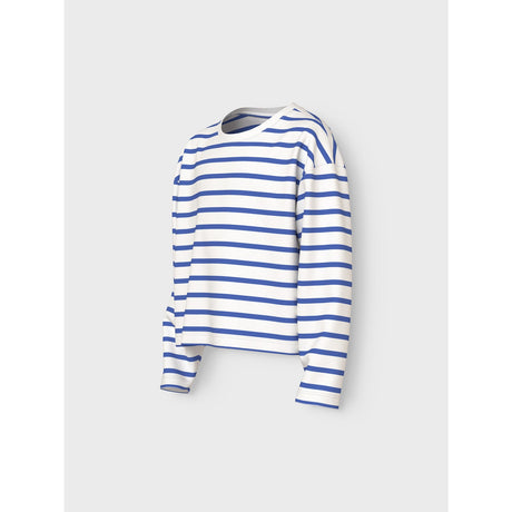 Name It Cloud Dancer Amparo Blue Stripe Nkfvita Ls Kort Rlx Top