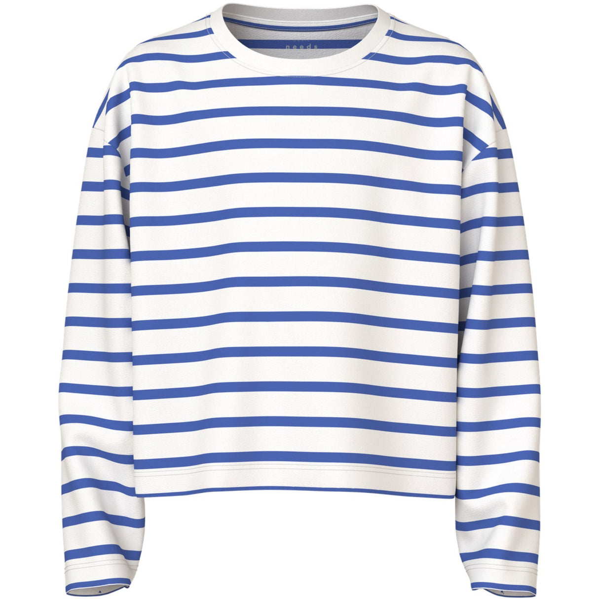 Name It Cloud Dancer Amparo Blue Stripe Nkfvita Ls Kort Rlx Top