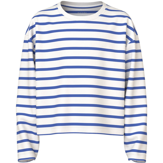 Name It Cloud Dancer Amparo Blue Stripe Nkfvita Ls Kort Rlx Top