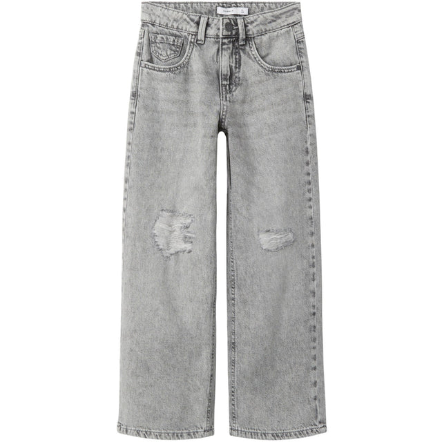 Name It Light Grey Denim Nkfrose Hw Wide Jeans Destr 1411-Be Noos