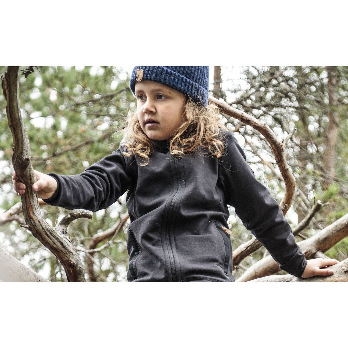 Fjällräven Dark Navy Kids Keb Fleece Hættetrøje