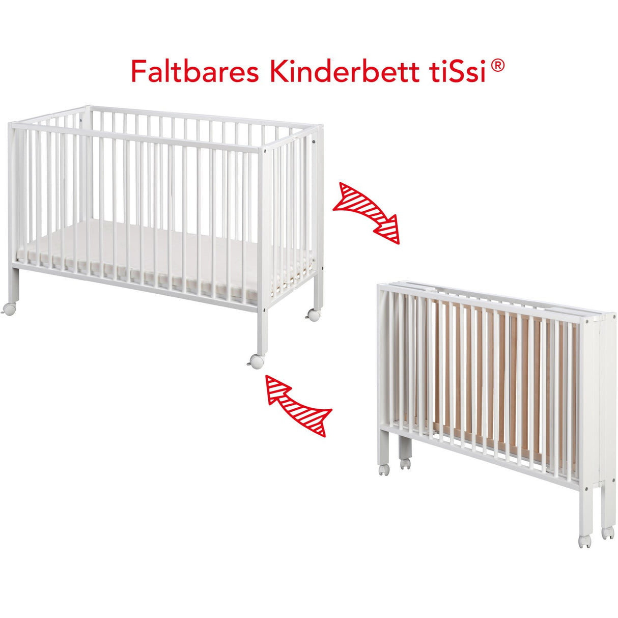 tiSsi® White Laquer Jori Sammenklappelig Seng Massiv Bøg