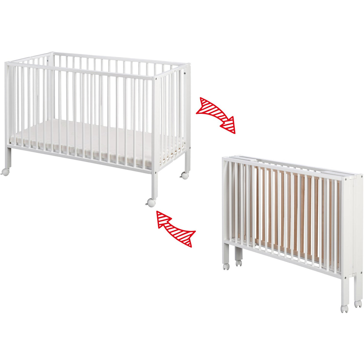 tiSsi® White Laquer Jori Sammenklappelig Seng Massiv Bøg