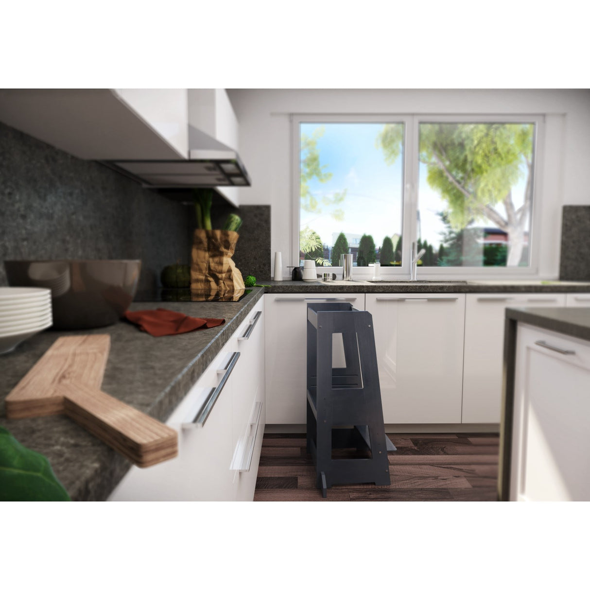 tiSsi® Grey Laquer Felix Læringstårn Massiv Bøg