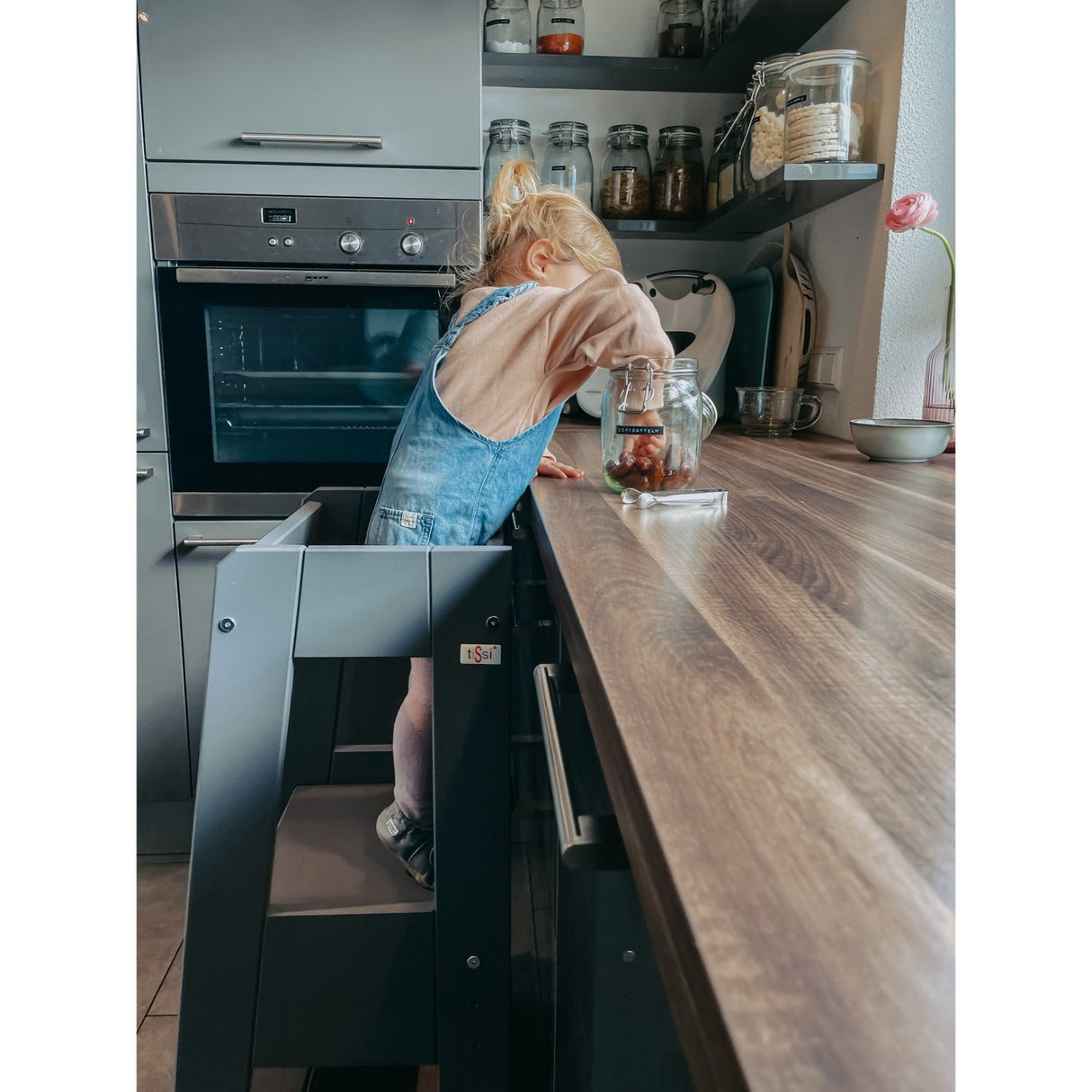 tiSsi® Grey Laquer Felix Læringstårn Massiv Bøg