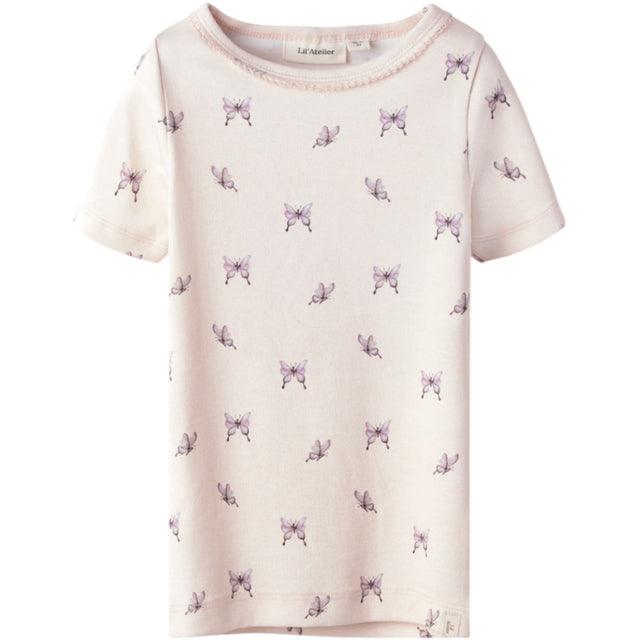Lil'Atelier Peach Blush Butterfly Gayo Sig Slim T-Shirt