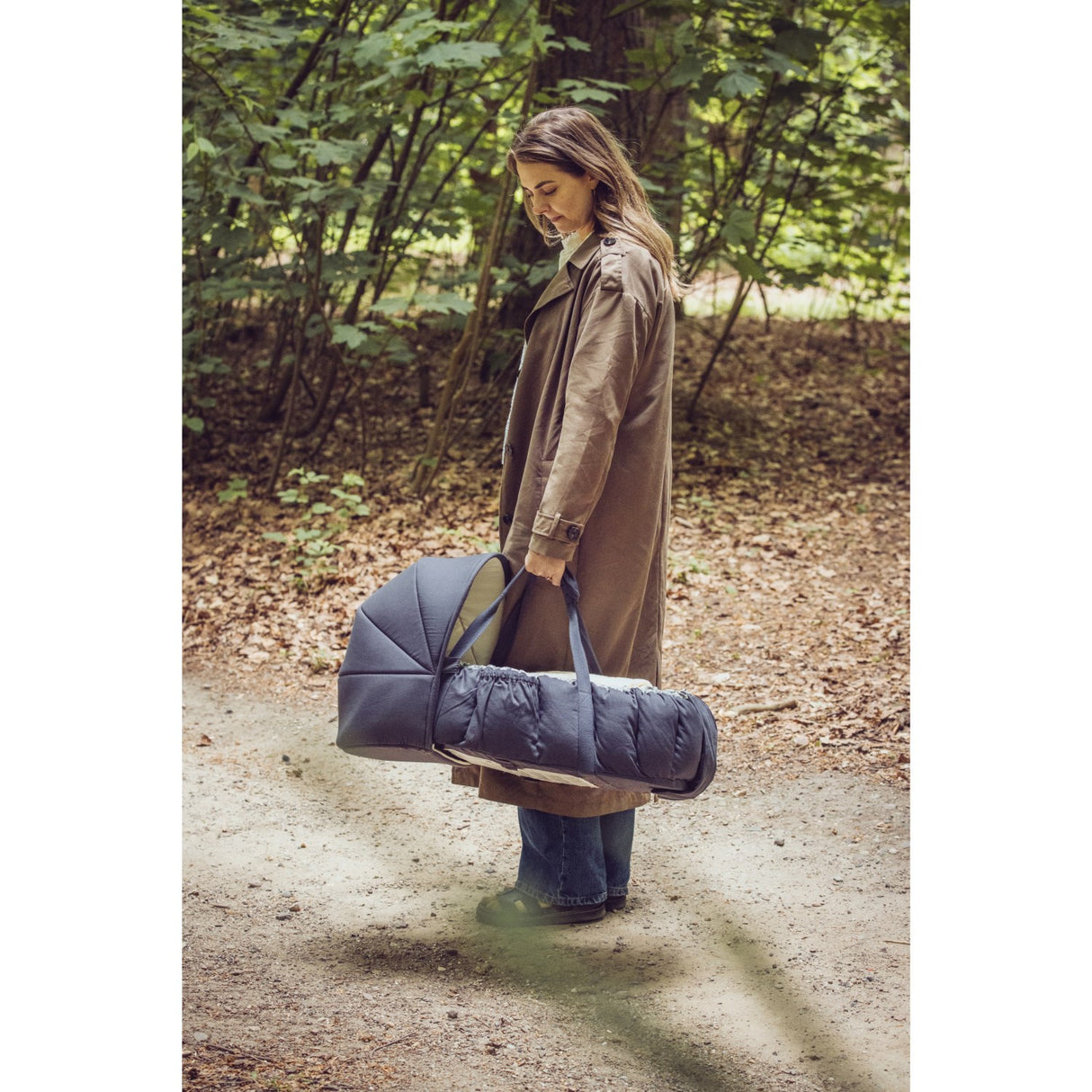 Sebra Blue Olive Hætte Til 3-In-1 Baby Nest