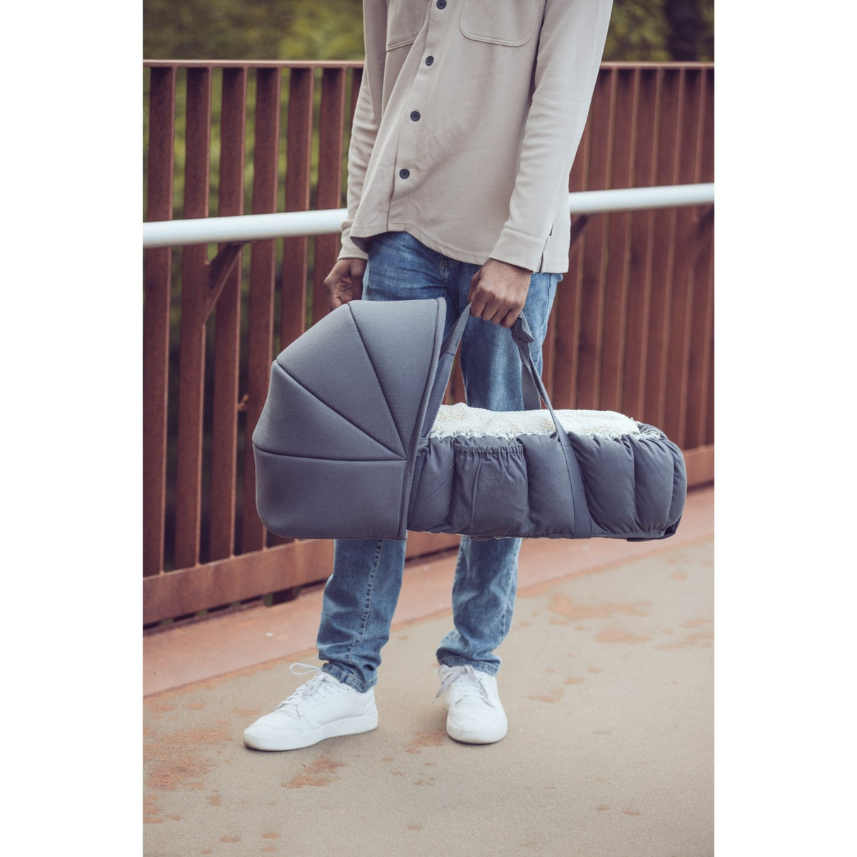 Sebra Blue Olive Hætte Til 3-In-1 Baby Nest