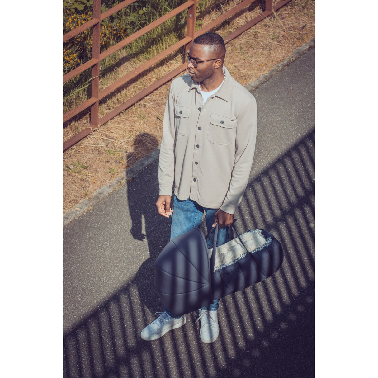 Sebra Blue Olive Hætte Til 3-In-1 Baby Nest