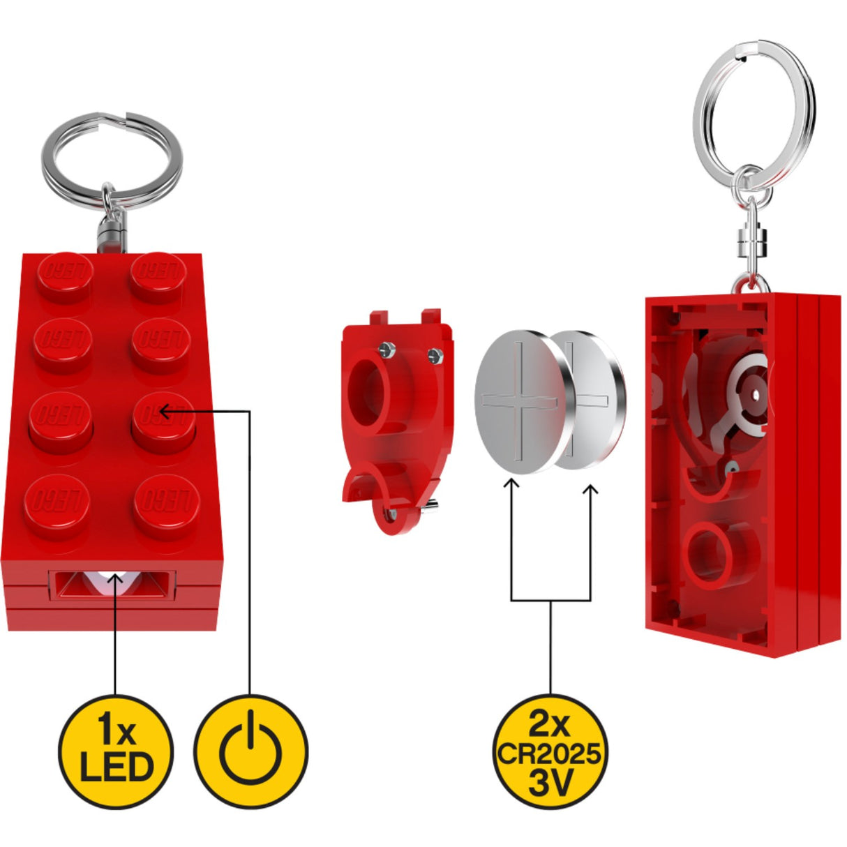 Euromic Lego® Minifigurines™ Nøglering Med Lys 2X4 Brick Red