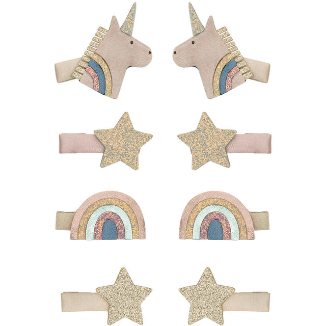 Mimi & Lula 8 Hårclips - Mini Unicorn Celeste