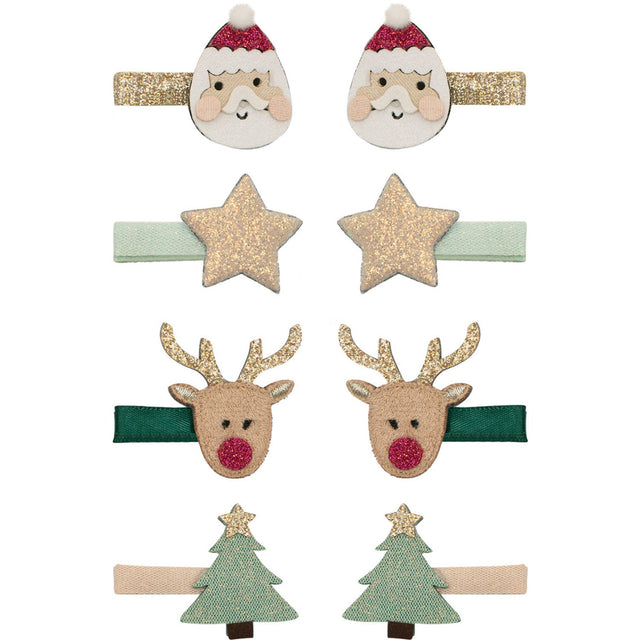 Mimi & Lula 8 Hårclips - Mini Santa Christmas