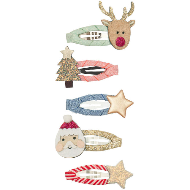 Mimi & Lula 5 Hårspænder - Mini Santa Christmas