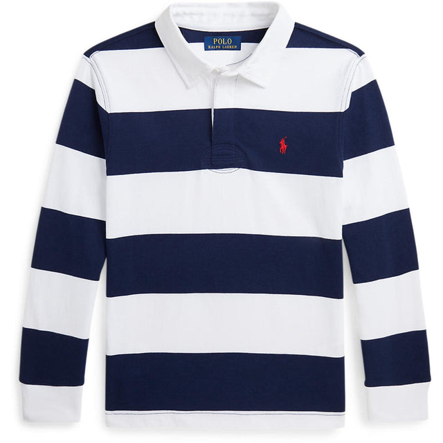 Polo Ralph Lauren White/Cruise Navy Boy Rugby L/S T-Shirt