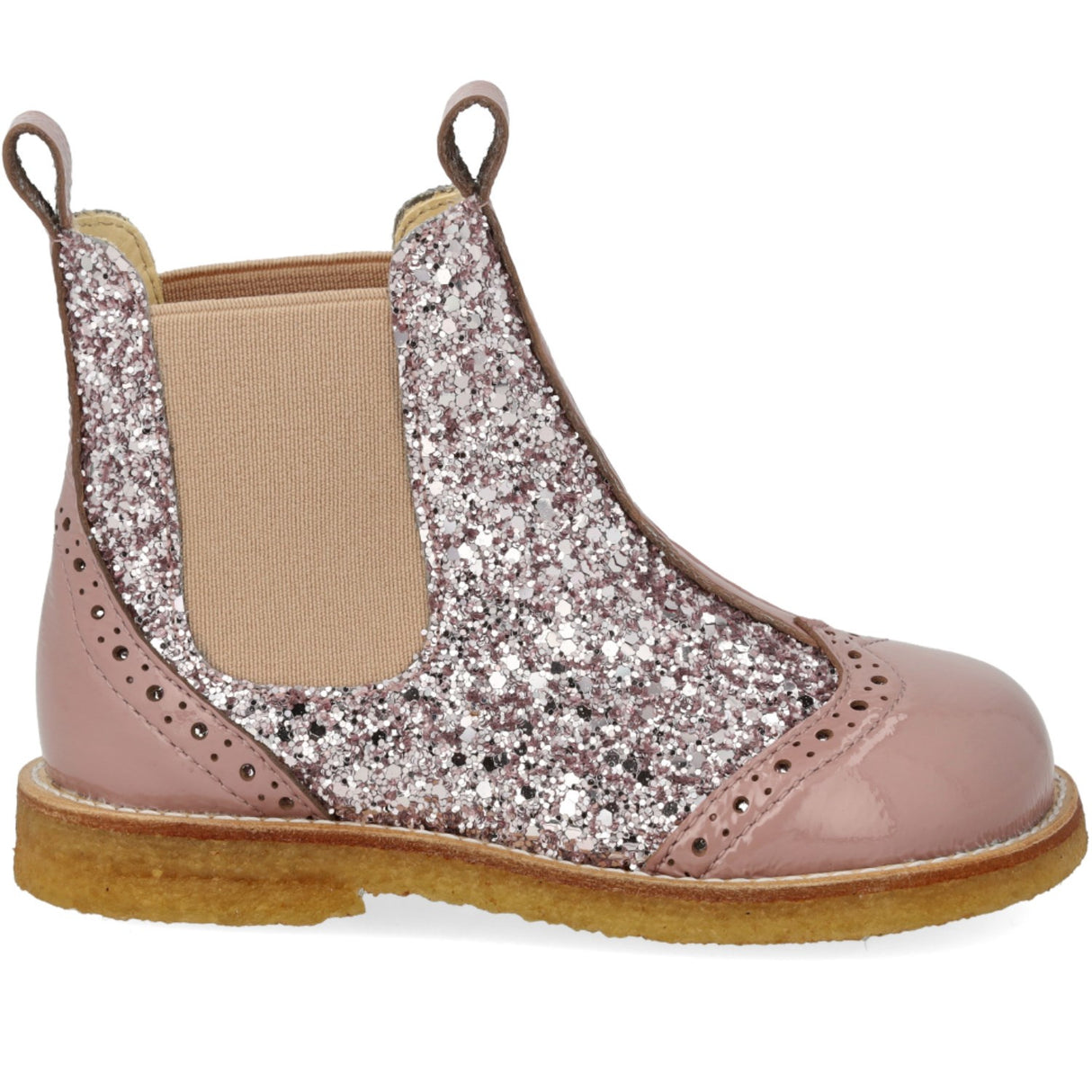 Angulus Faded Rose/Blossom Glitter/Rose Chelsea Støvle Med Glitter Og Brogues Detaljer