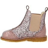 Angulus Faded Rose/Blossom Glitter/Rose Chelsea Støvle Med Glitter Og Brogues Detaljer