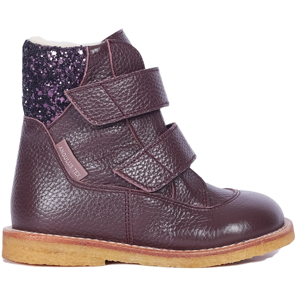 Angulus Dusty Aubergine/Aubergine Glitter TEX Støvle Med Glitter Og Velcro