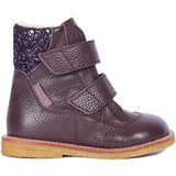 Angulus Dusty Aubergine/Aubergine Glitter TEX Støvle Med Glitter Og Velcro