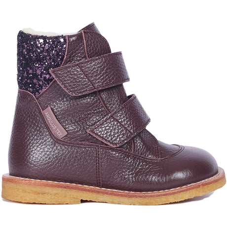 Angulus Dusty Aubergine/Aubergine Glitter TEX Støvle Med Glitter Og Velcro