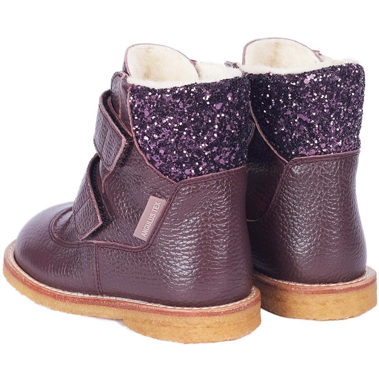 Angulus Dusty Aubergine/Aubergine Glitter TEX Støvle Med Glitter Og Velcro