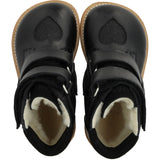 Angulus Black/Black Glitter TEX-støvle Med Funklende Glitterhjerter