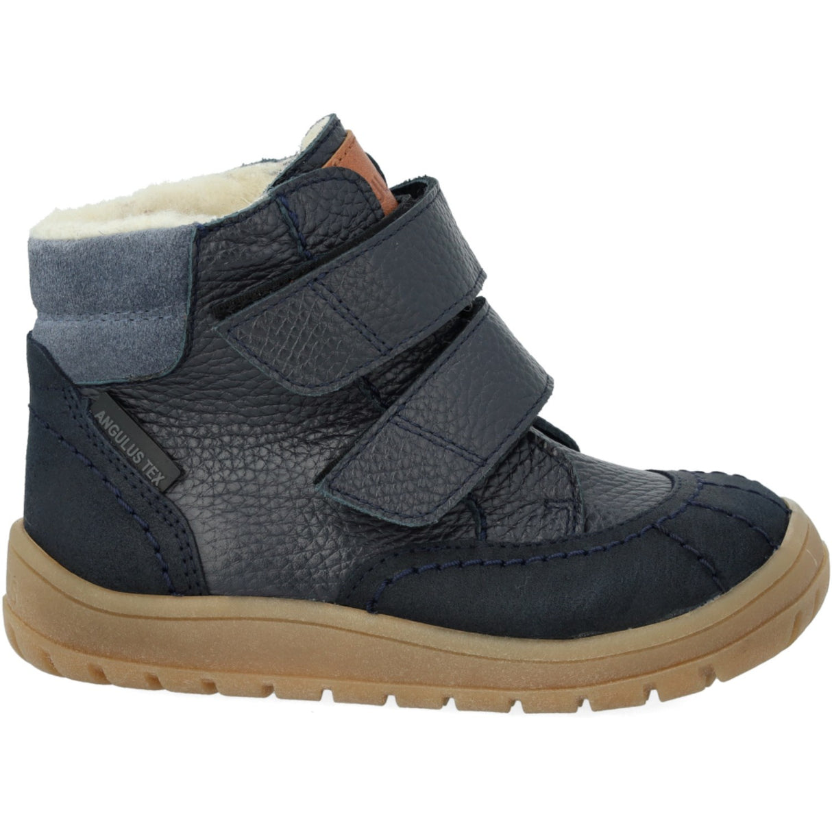 Angulus Navy/Tan/Blue Fog Velcro TEX-støvle Med Ekstra Slidstærke Detaljer