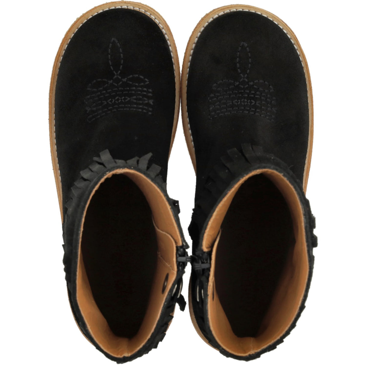 Angulus Black Cowboystøvle Med Frynser Og Broderi