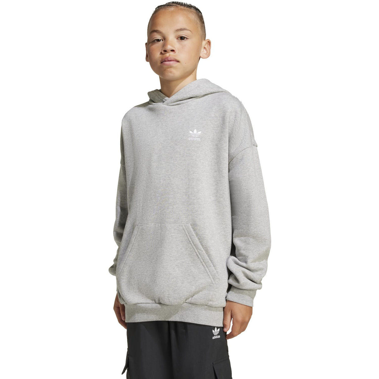 adidas Originals Medium Grey Heather/White Loose Hættetrøje Fl