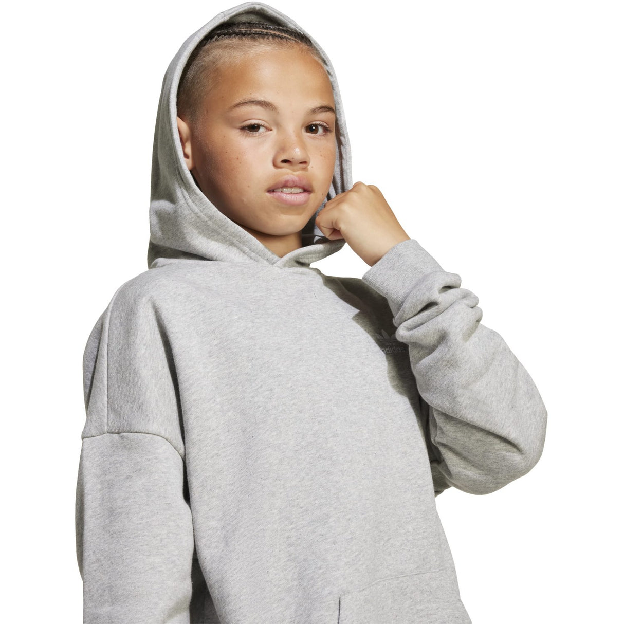 adidas Originals Medium Grey Heather/White Loose Hættetrøje Fl