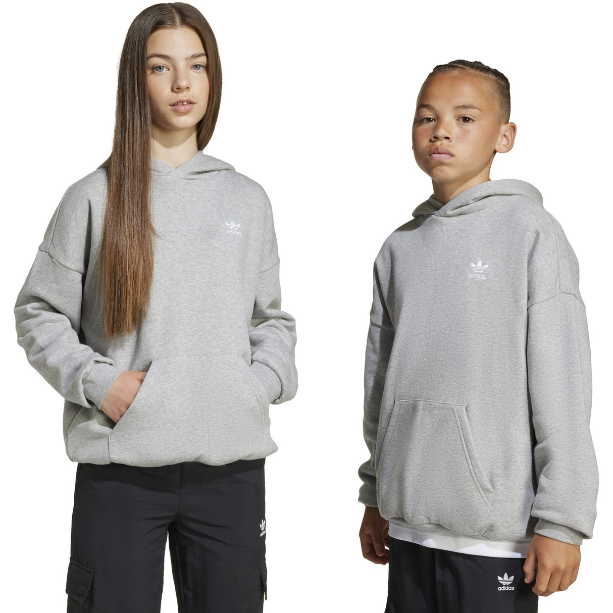 adidas Originals Medium Grey Heather/White Loose Hættetrøje Fl