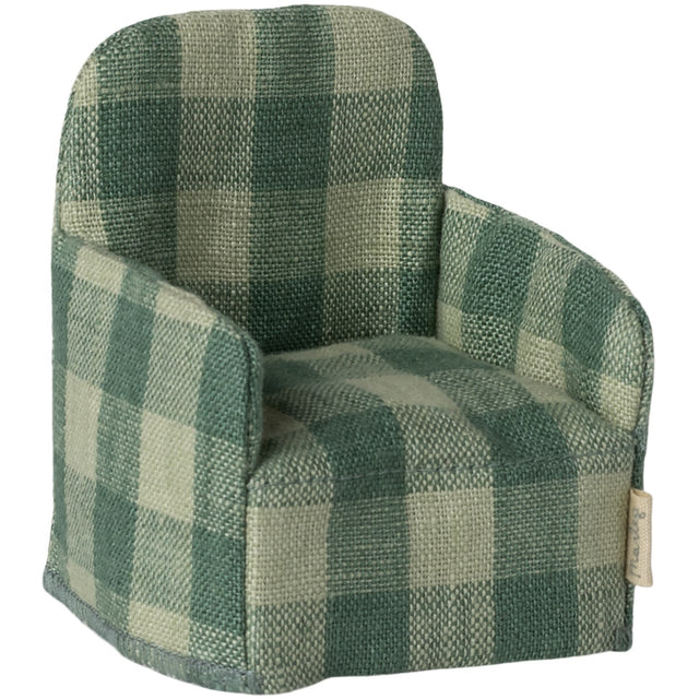 Maileg Folding Chair, Mouse - Green Check