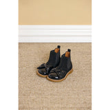 Angulus Black/Black Elastic Chelsea Støvle Med Laksnude- Og Sløjfe