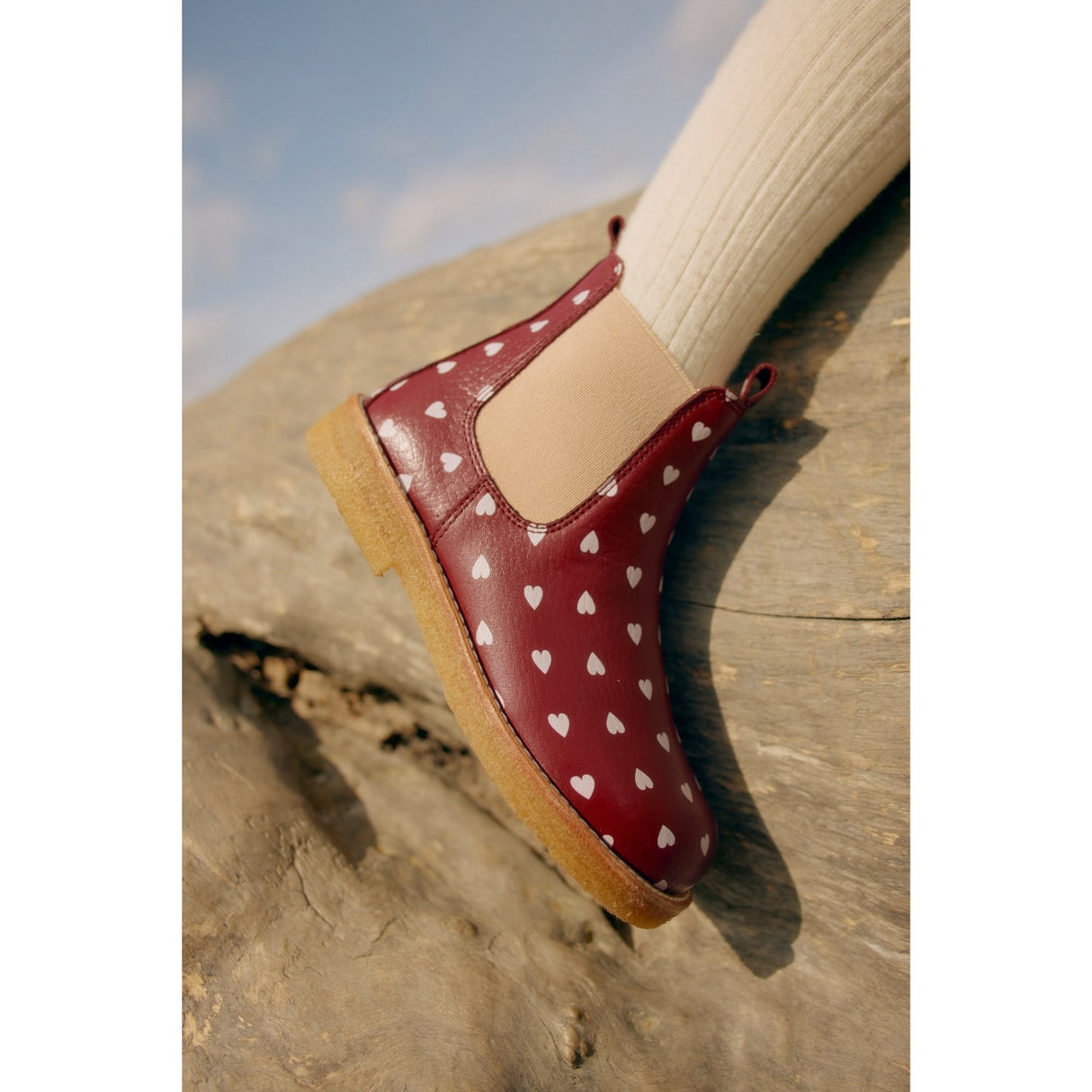 Angulus Berry Hearts/Rose Elastic Chelsea Støvle Med Print