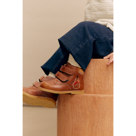 Angulus Cognac/Cognac Begynder TEX-støvle Med Broderet Snemand