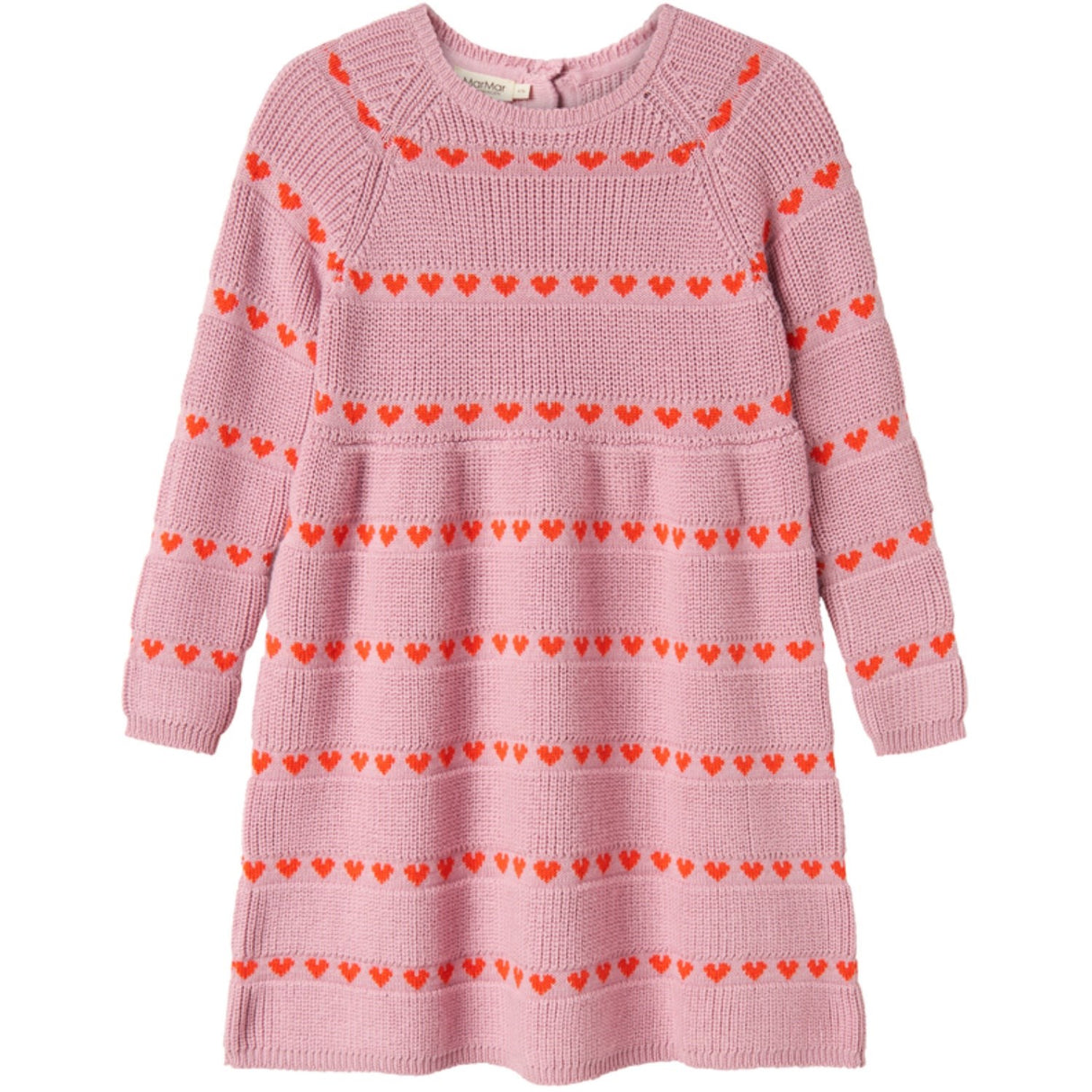 MarMar Light Cotton Wool Pattern Soft Berry Hearts Daso Strik Kjole