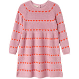 MarMar Light Cotton Wool Pattern Soft Berry Hearts Daso Strik Kjole