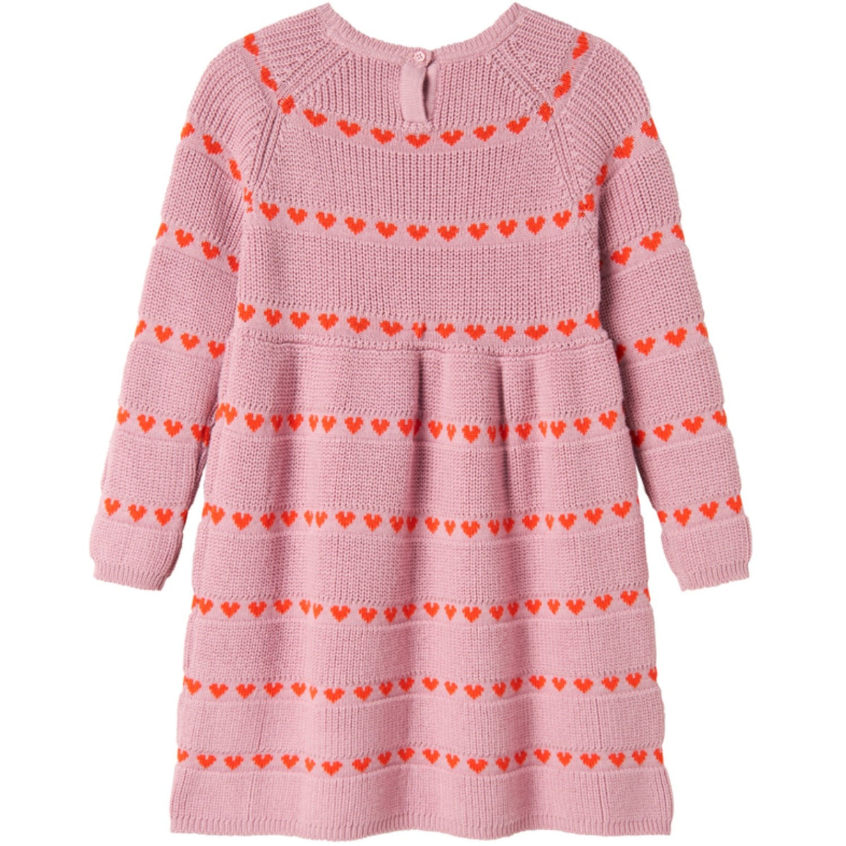 MarMar Light Cotton Wool Pattern Soft Berry Hearts Daso Strik Kjole