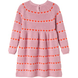 MarMar Light Cotton Wool Pattern Soft Berry Hearts Daso Strik Kjole