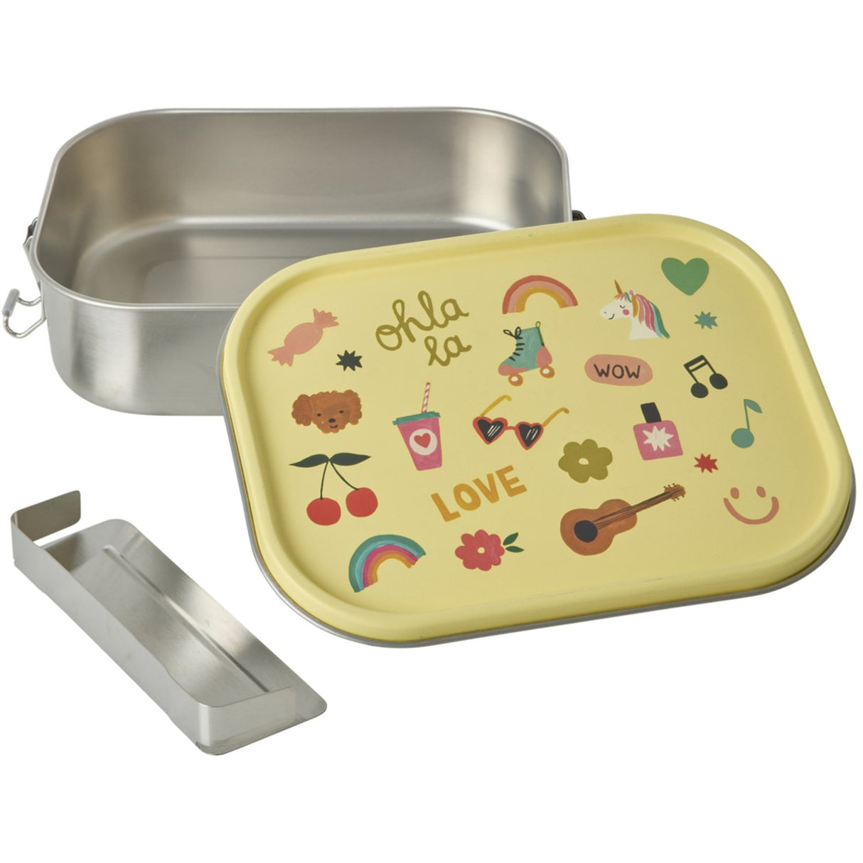 Rice Unicorn Love Print Rustfrit Stål Madkasse Med bevægelig Opdeler Large 1400 Ml