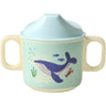 Rice Blue Ocean Print Melamine 2 Håndtag Baby Kop Med Låg 250 Ml