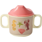 Rice Coral Ocean Print Melamine 2 Håndtag Baby Kop MEd Låg 250 Ml