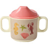 Rice Coral Ocean Print Melamine 2 Håndtag Baby Kop MEd Låg 250 Ml