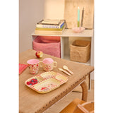 Rice Pink Fun Fair Print Melamine Baby Spisesæt i Gaveæske 4 Pcs