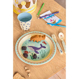 Rice Blue Ocean Print Kids Melamine Ske og Gaffel
